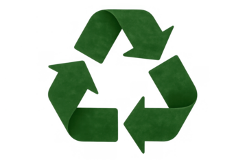 Green recycle symbol showing environmental sustainability and ecological responsibility, transparent background
