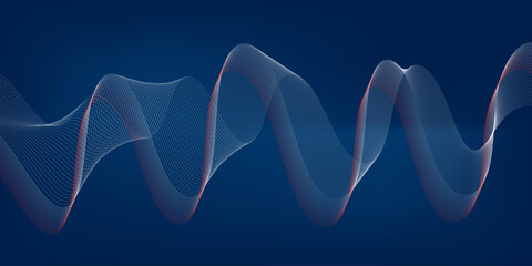 Abstract line wave on gradient blue background