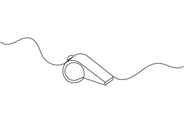 Simple one line whistle drawing minimalistic design for sport concept