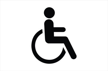 Simple black silhouette of a person seated in a wheelchair symbol