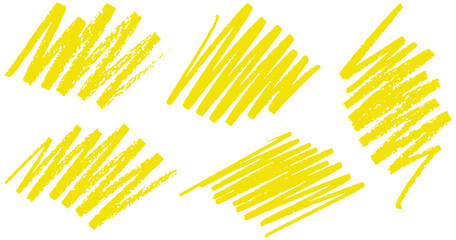 Vibrant yellow marker strokes for emphasis, highlighting design elements, or creative artistic textures