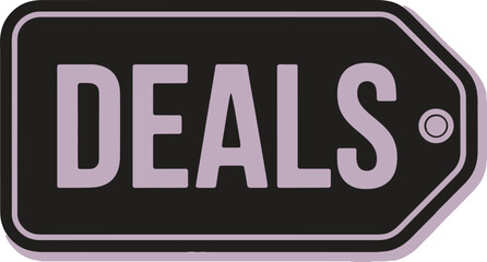 Obraz premium Deals tag icon with text, minimalist flat design, isolated on white background