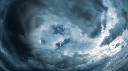 Tempestuous swirling cumulonimbus cloud formation dominates the dramatic sky