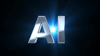 Artificial Intelligence Concept Futuristic AI Letters with a Glowing Light Highlight