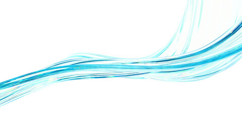 Abstract flowing blue lines on white background for modern art design. 3d render