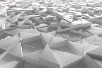 Abstract geometric landscape with white 3d triangular shapes for modern design .3d render