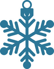 Blue snowflake Christmas ornament icon, minimalist flat design, isolated on white background