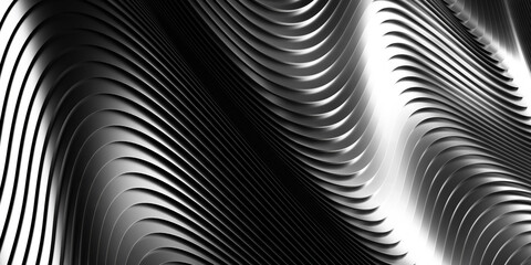 Abstract black and white wave pattern for modern interior design. 3d render