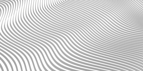 Wavy abstract pattern with white stripes for contemporary design. 3d render