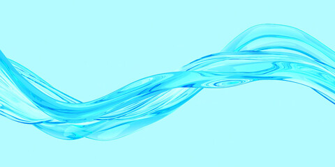 Fluid waveform in vibrant blue on light background for modern design concepts. 3d render