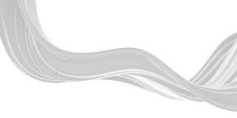 Abstract fluid wave form in elegant white curves for modern design. 3d render