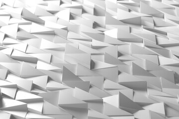 Geometric abstract pattern with white triangular shapes for modern design. 3d render
