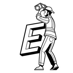 Photographer with letter e vector logo