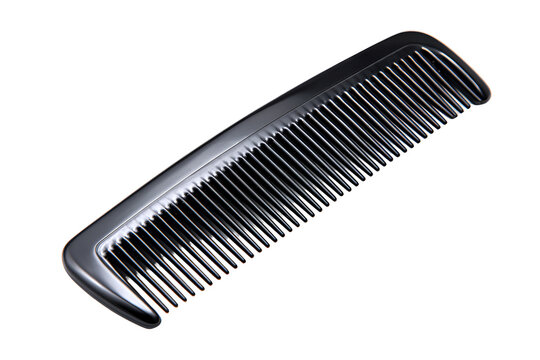A black plastic comb isolated on transparent background