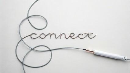 Creative Concept of Connection with Wires and Written Text Art