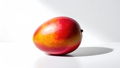 Obraz premium Ripe mango fruit, red/orange hues, smooth skin, clean background