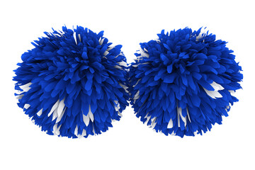 Buy blue and white cheerleading pom poms for team spirit and performance on transparent background