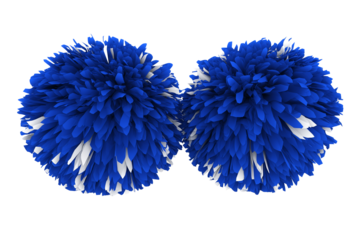 Buy blue and white cheerleading pom poms for team spirit and performance on transparent background