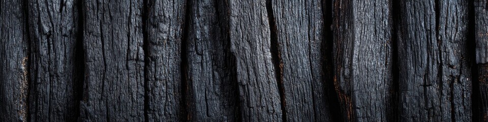 Obraz premium Textured Dark Wood Surface With Deep Grooves and Lines Showcasing Natural Patterns From Weathering and Aging Effects