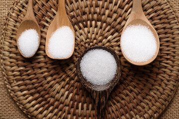 Refined white sugar is made from naturally sweet sugarcane for cooking food and beverages