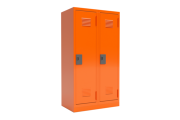 Shop orange metal storage lockers for school gym and workplace organization on transparent background