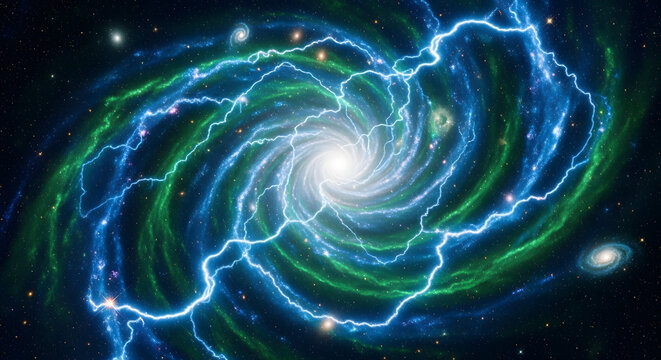 Cosmic swirl galaxy lightning energy png image