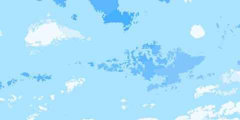 Abstract digital illustration of light blue sky with scattered white and darker blue clouds