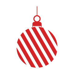 A classic red bauble featuring a modern wavy stripe design, perfect for cheerful holiday decorations. Christmas Elements Vector Illustration