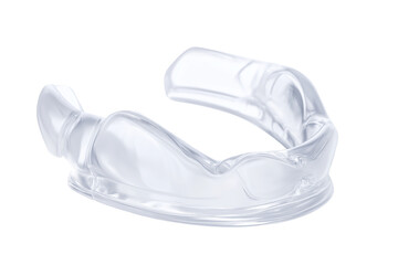 Clear dental night guard for teeth grinding protection and tmj relief aid on transparent background