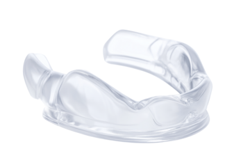 Clear dental night guard for teeth grinding protection and tmj relief aid on transparent background