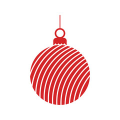 Minimalist red ornament with flowing white waves, ideal for elegant Christmas tree decor. Christmas Elements Vector Illustration