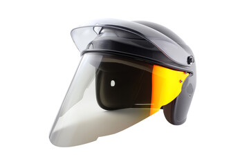 Find safety helmet with visor for industrial work and personal protection on transparent background