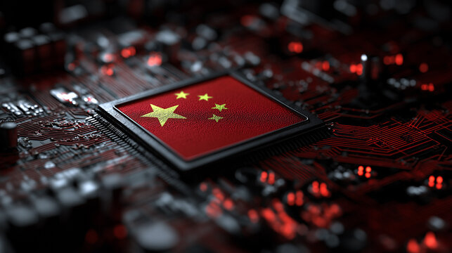 Technological innovation display china digital artwork circuit board environment close-up view national identity concept