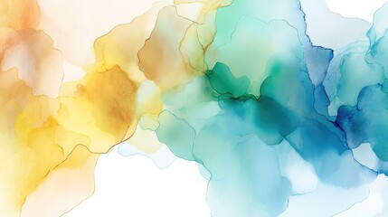Obraz premium A vibrant watercolor abstract painting with yellow, green, and blue tones blended together to create a dynamic artistic background perfect for creative projects