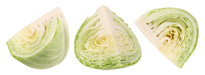 Half or pieces of cabbage isolated, transparent PNG, PNG format, Collection, set