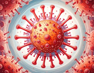 Stylized illustration of a virus particle