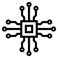 Vector Circuit Board Icon – Microchip Network, Processor, Connection, Digital System, Technology, and Electronics Symbol