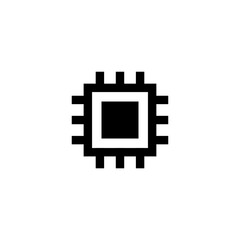 Vector Microchip Icon – CPU, Microprocessor, Semiconductor, Technology, Electronics, Hardware, and Circuit Symbol