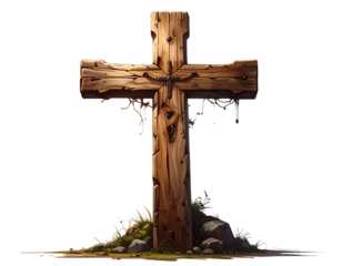 wooden cross on white background