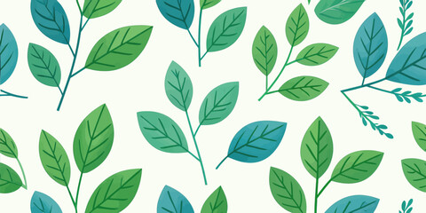 Green leaf pattern background, minimalist botanical design, seamless repeat texture