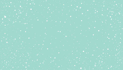 Snowflakes falling on mint green background, minimalist winter pattern design