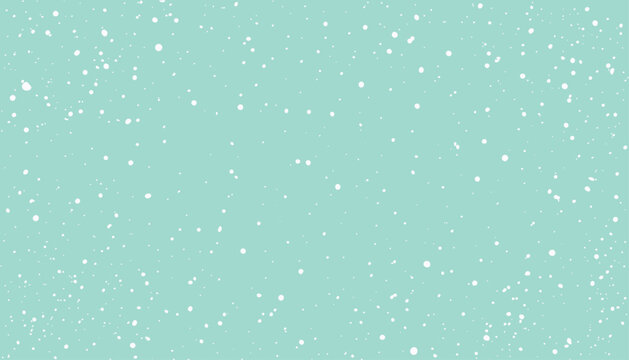 Snowflakes falling on mint green background, minimalist winter pattern design