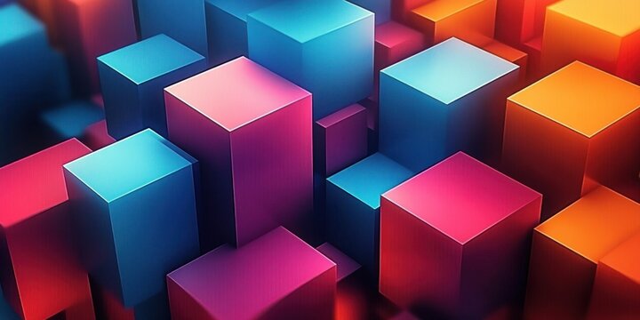 Fototapeta vibrant glowing colorful 3d cubes arranged densely with soft lighting and smooth gradients creating a futuristic and dynamic abstract scene
