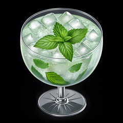 mojito cocktail with mint isolated on dark background, 