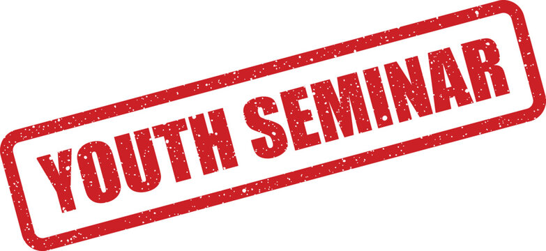 Grungy red rubber stamp with YOUTH SEMINAR boldly displayed, suitable for educational events and workshops