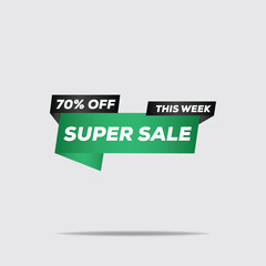 Big Set of Black & Green Promotion Badges – Sale, Discount, Special Offer, 70% Off Shopping Banner Stickers | Vector Illustration