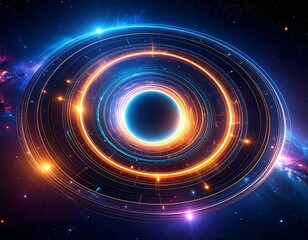 Vivid cosmic ring portal with orbital rings light!