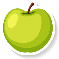 A Bright Green Apple With A Brown Stem Isolated On A Transparent Background With A Subtle Shadow Effect Enhancing Its Shape And Dimension