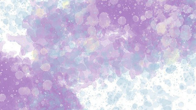 Abstract watercolor splash background in pastel purple and blue tones