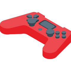 Red Video Game Controller With Gray Buttons And Thumbsticks On A Transparent Background Representing Digital Entertainment And Gaming